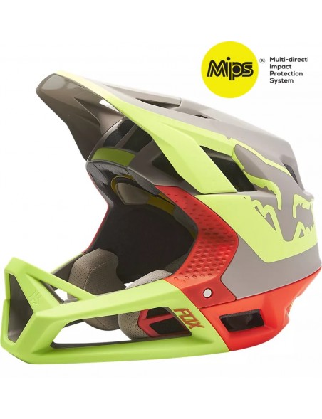 Casco Integral FOX Proframe MIPS Tuk Gris/Amarillo/Rojo