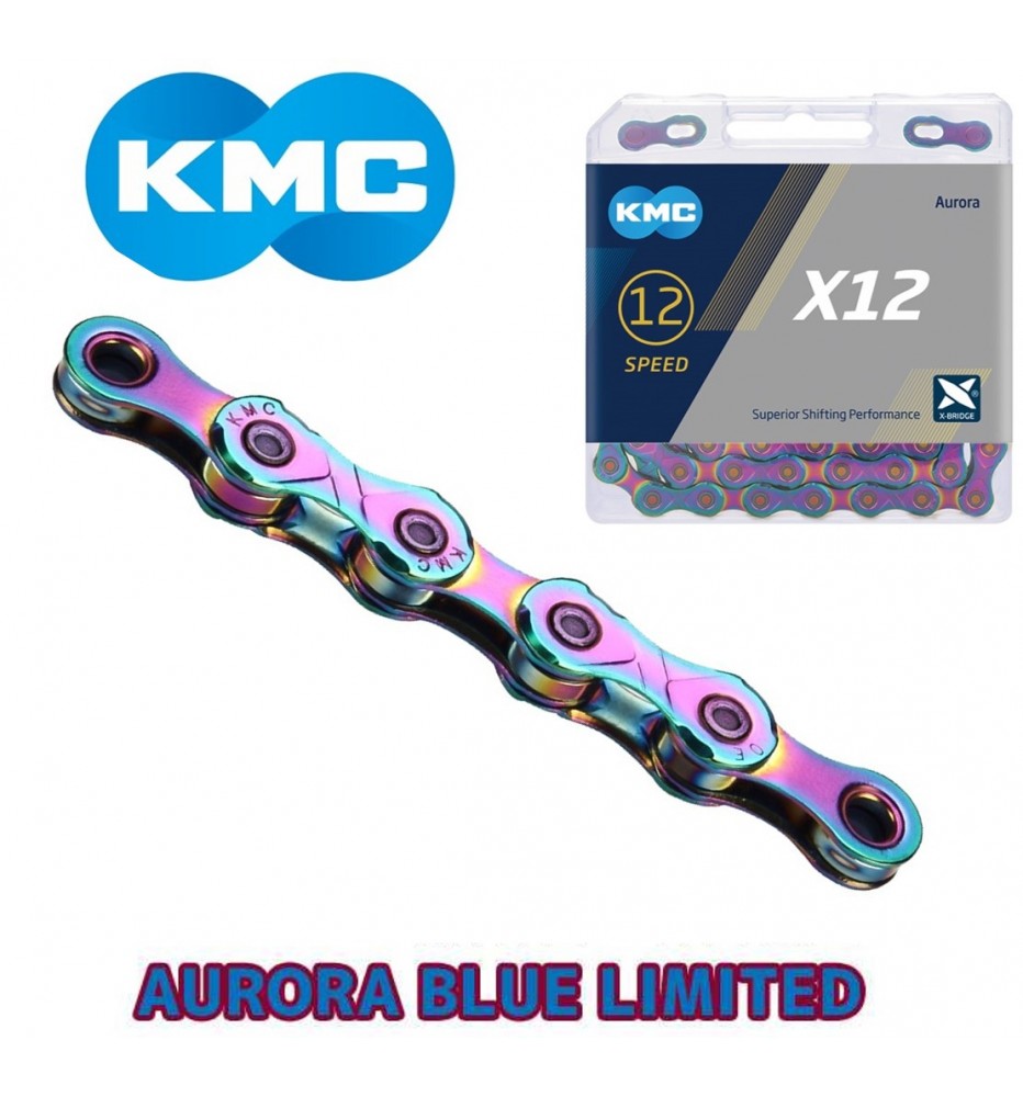 Cadena KMC X12 12V Aurora Blue 126L Cadena KMC X12 12V Aurora Blue 126L