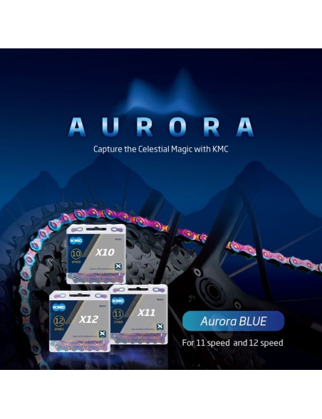Cadena KMC X12 12V Aurora Blue 126L