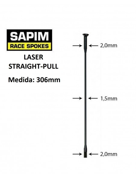 Rayos SAPIM Laser Negro straight-pull 306mm