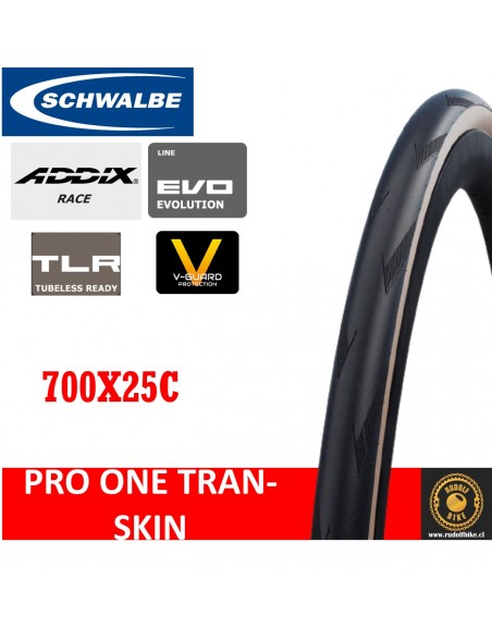Neumático Schwalbe PRO ONE V-Guard TLE ADDIX Race Tran-Skin 700x25c