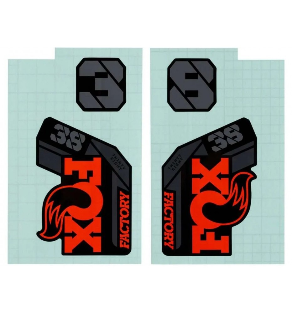 Kit Adhesivos FOX 38 2021+ Orange/Black Logo, Shiny Black Fork Kit Adhesivos FOX 38 2021+ Orange/Black Logo, Shiny Black Fork