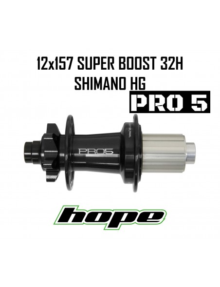 Maza Trasera HOPE PRO 5 32H 12X157mm Superboost Negra HG