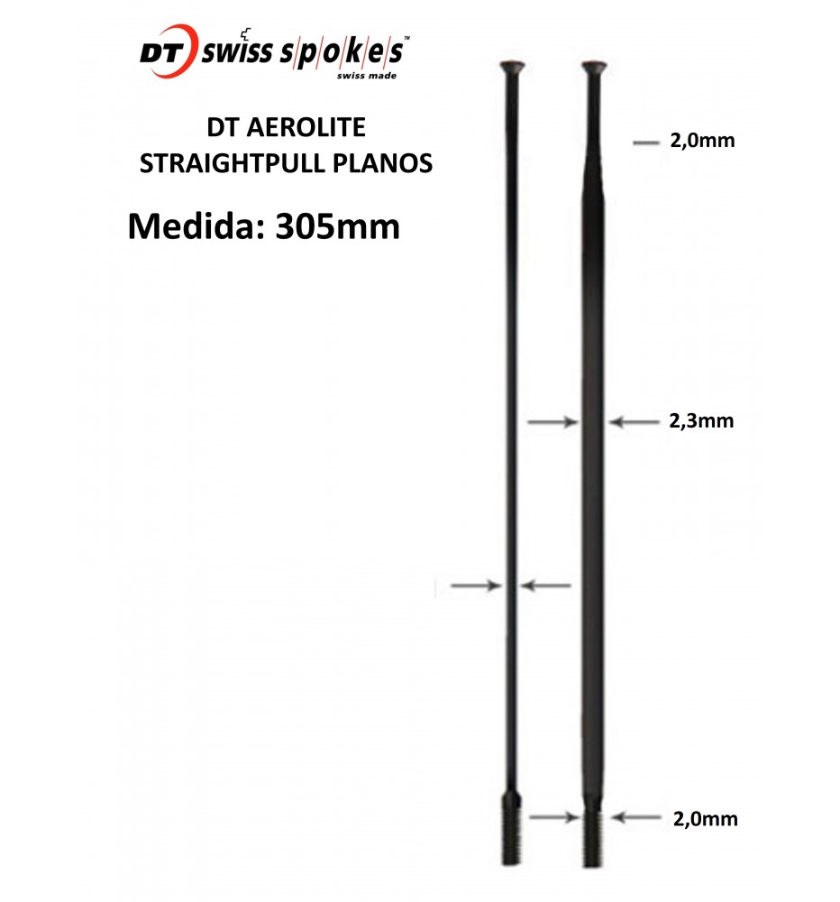 Rayos DT SWISS AEROLITE 305mm Straightpull Planos Rayos DT SWISS AEROLITE 305mm Straightpull Planos
