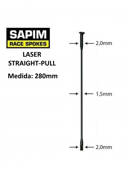 Rayos SAPIM Laser Negro straight-pull 280mm