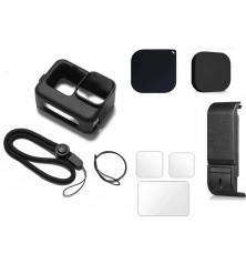 Set Funda para Gopro 12 + Tapas Lente + 3 Láminas Vidrio