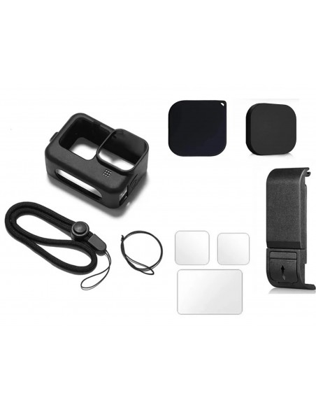 Set Funda para Gopro 12 + Tapas Lente + 3 Láminas Vidrio