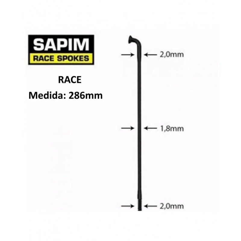 Rayos SAPIM Race Negro 286mm J-Bend Rayos SAPIM Race Negro 286mm J-Bend