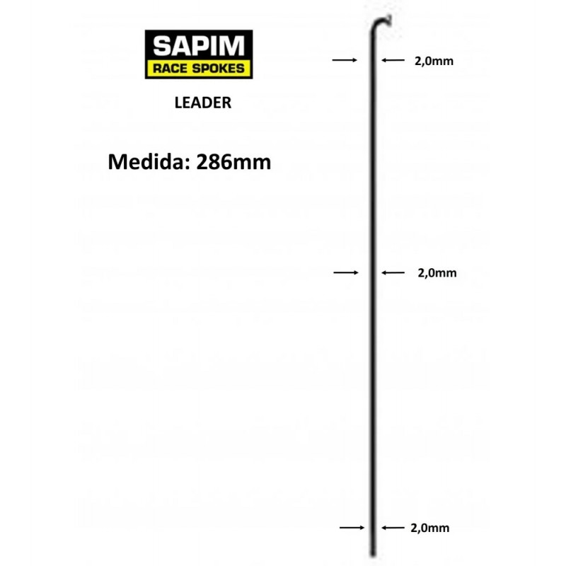 Rayos SAPIM Leader 286mm J-Bend Rayos SAPIM Leader 286mm J-Bend