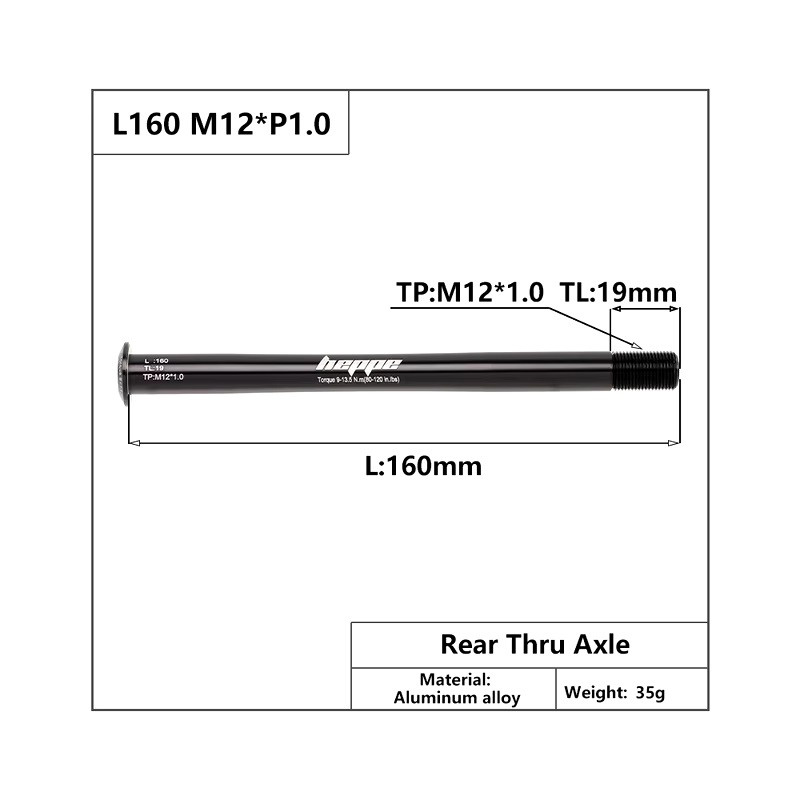 Eje trasero HEPPE L160 M12xP1.0 Eje trasero HEPPE L160 M12xP1.0
