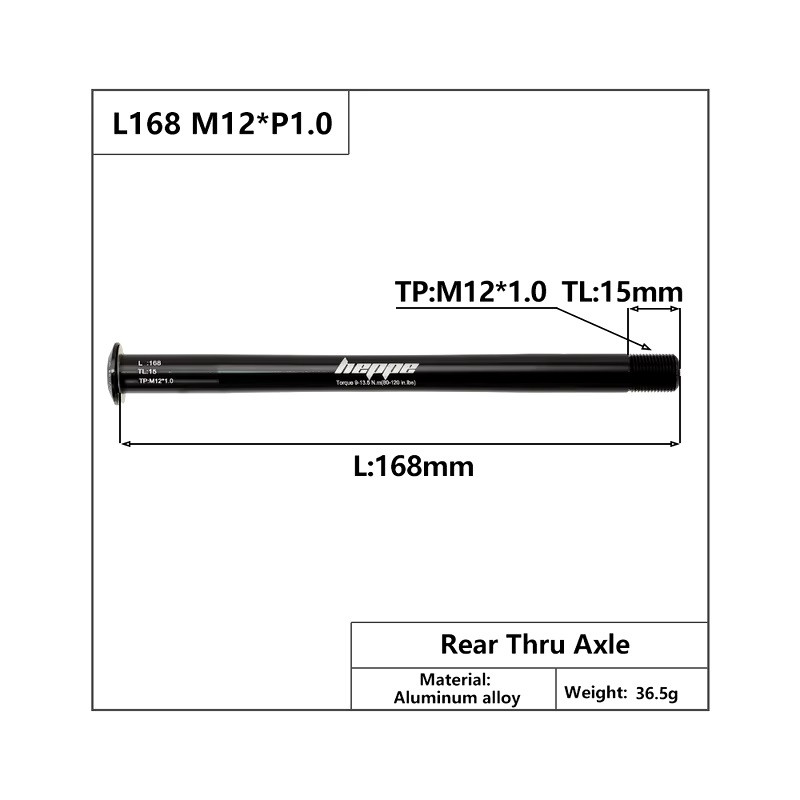 Eje trasero HEPPE L168 M12xP1.0 Eje trasero HEPPE L168 M12xP1.0