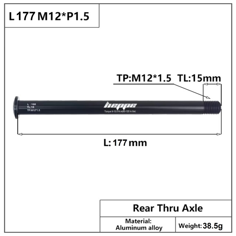 Eje trasero HEPPE L177 M12xP1.5 Eje trasero HEPPE L177 M12xP1.5