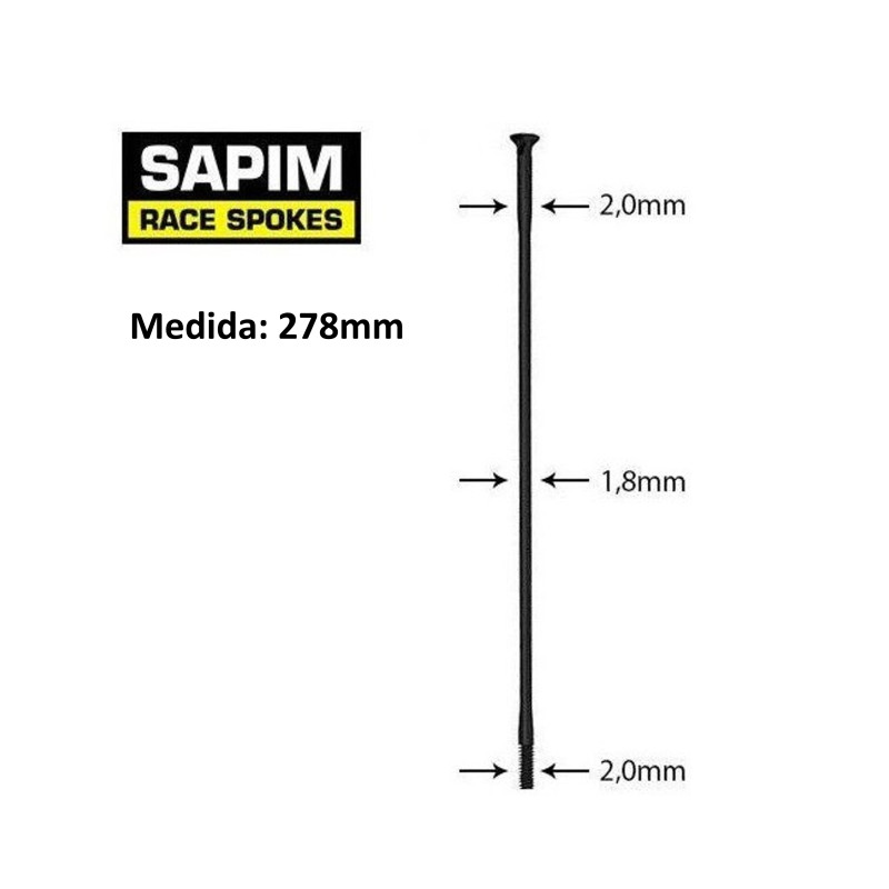 Rayos SAPIM Race straight-pull 278mm Rayos SAPIM Race straight-pull 278mm
