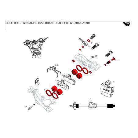 Kit 4 pistones y juntas freno Sram Code R (B1) / Code RSC (A1)