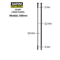 Rayos SAPIM CX-RAY Straightpull 290mm Negro