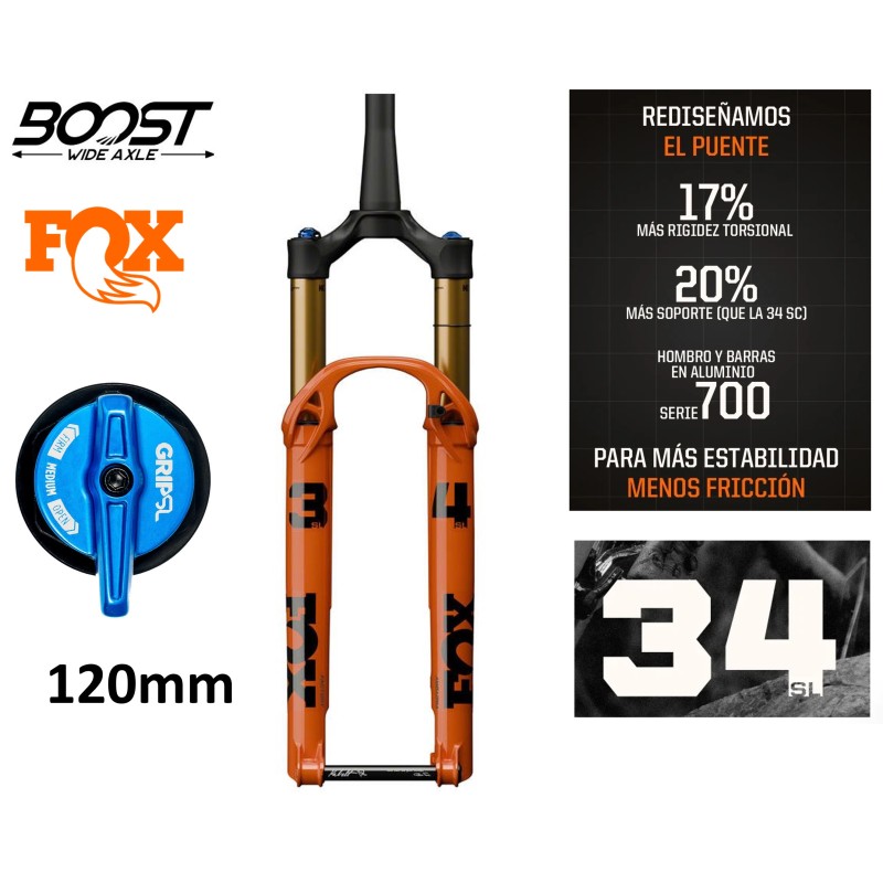 Horquilla FOX 34 SL 2026 29 120 15x110 GRIP SL 3Pos Shiny Orange R44 Horquilla FOX 34 SL 2026 29 120 15x110 GRIP SL 3Pos Shiny Orange R44