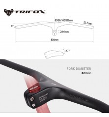 Manubrio Carbono TRIFOX RHB200 90mm BLACK GLOSSY