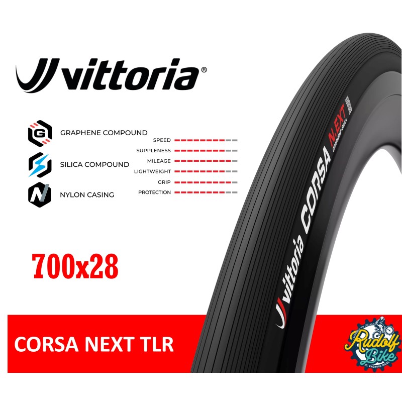 Neumático VITTORIA CORSA NEXT TLR 700x28 BLACK Medida neumaticos