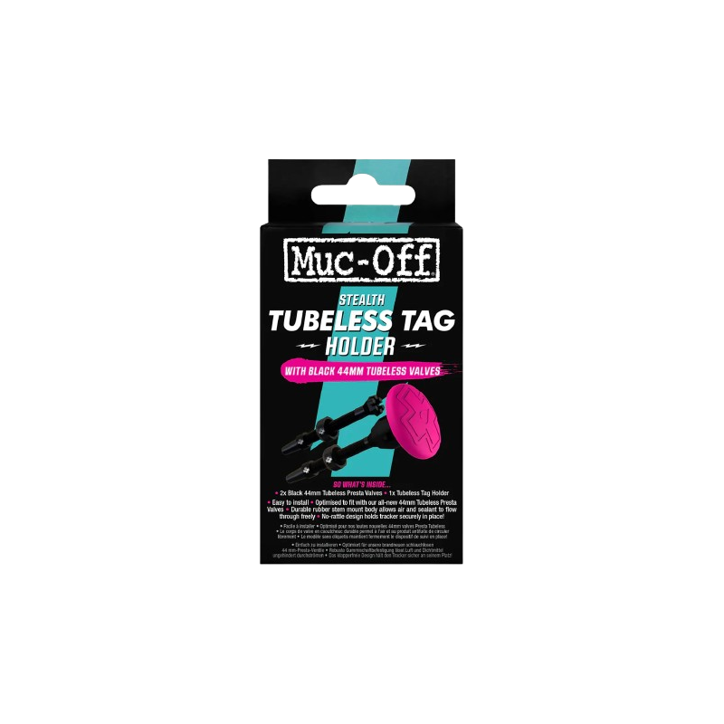Porta Airtag + Valvulas tubeless MUC-OFF PINK/BLACK