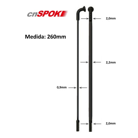 Rayo cnSPOKE Mac Aero416 J-BEND 260mm Negro