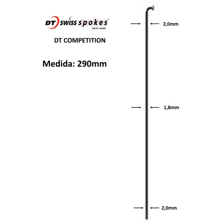 Rayos DT SWISS COMPETITION 290mm J-Bend Negro