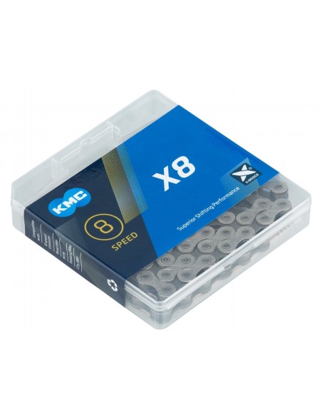 Cadena KMC X8 8-SPEED SILVER/GREY 116L