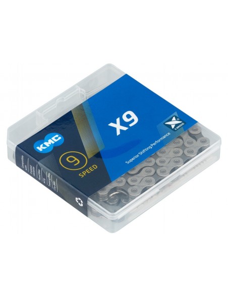 Cadena KMC X9 9-SPEED SILVER/GREY 116L